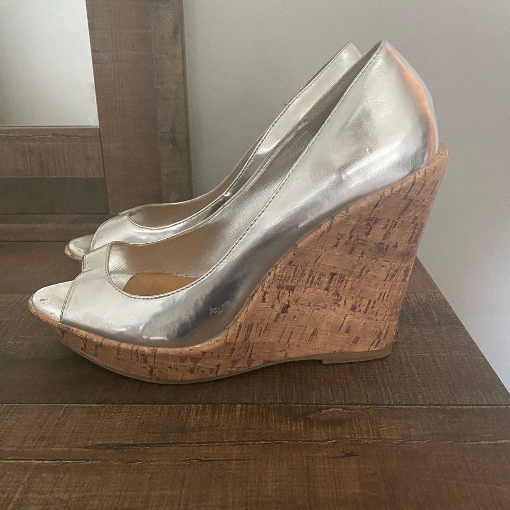 Womens Silver Wedges